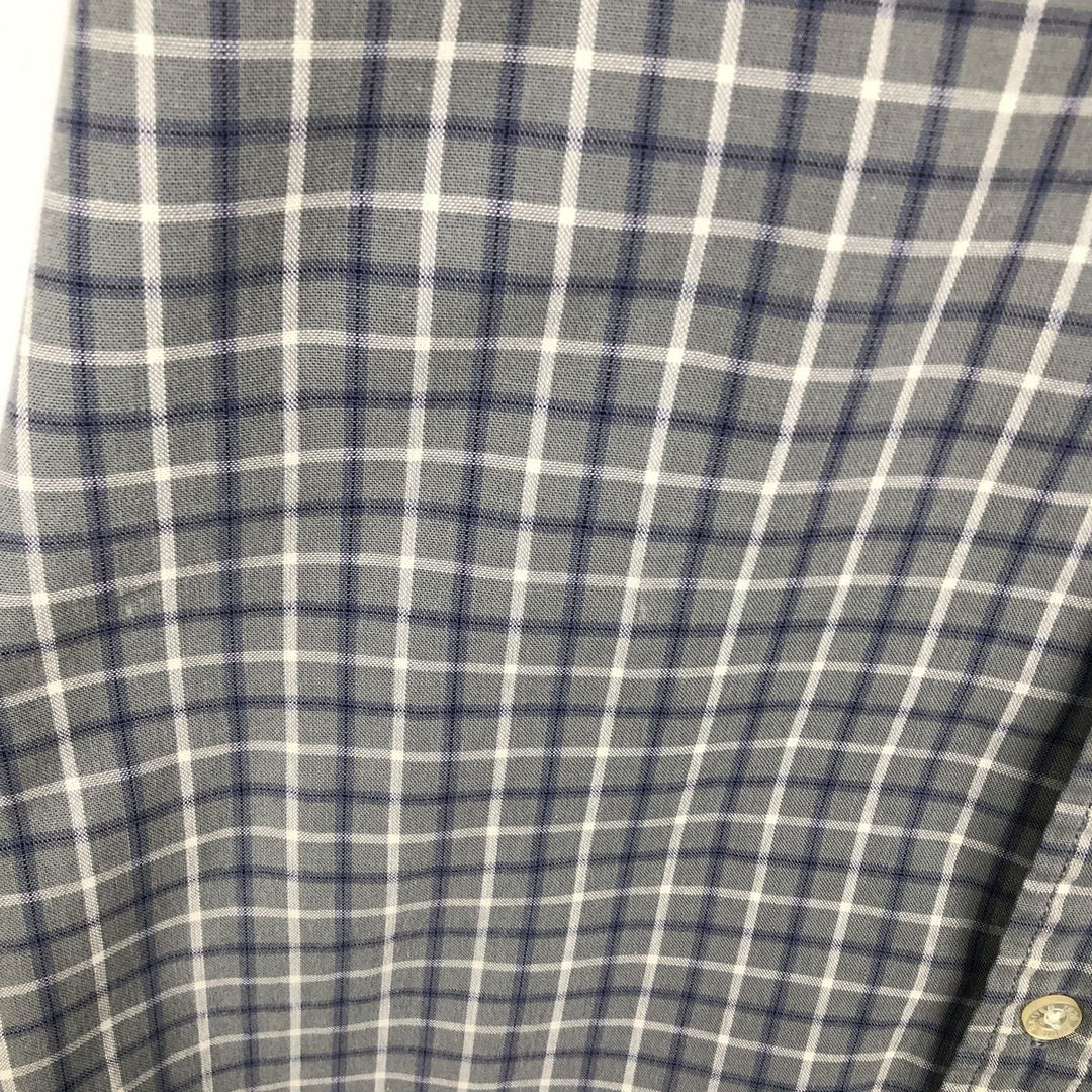 00'S Eddie Bauer short sleeve button down check shirt, men's XL size cotton Mint green Vintage Second Hand