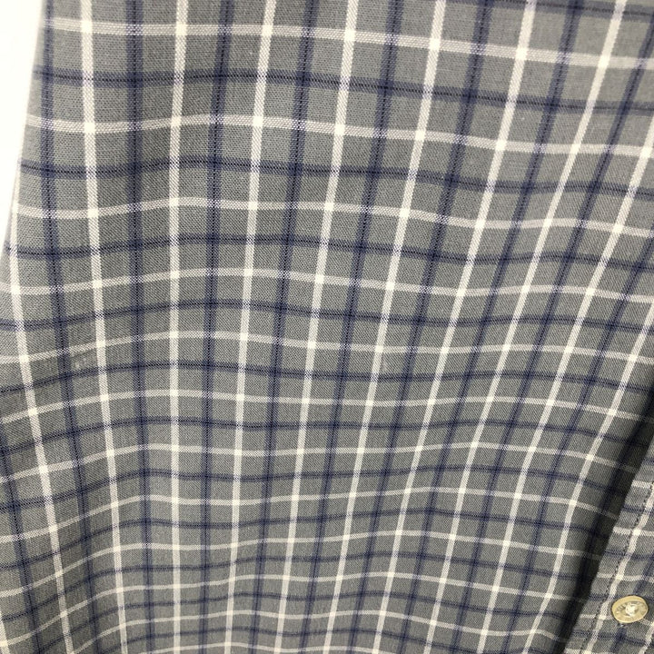 00'S Eddie Bauer short sleeve button down check shirt, men's XL size cotton Mint green Vintage Second Hand