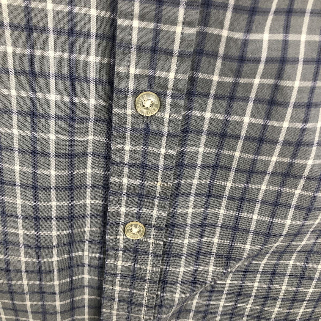00'S Eddie Bauer short sleeve button down check shirt, men's XL size cotton Mint green Vintage Second Hand
