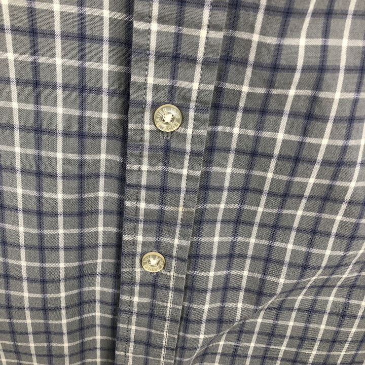 00'S Eddie Bauer short sleeve button down check shirt, men's XL size cotton Mint green Vintage Second Hand