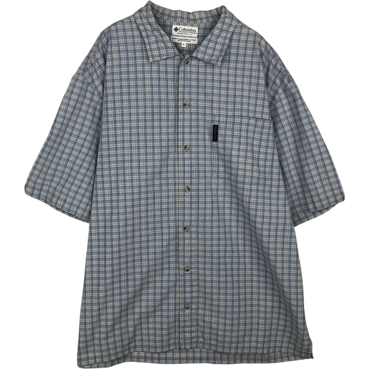 2000'S Columbia Short Sleeve Check Shirt, Men's Size XL cotton Blue type light blue Vintage Second Hand
