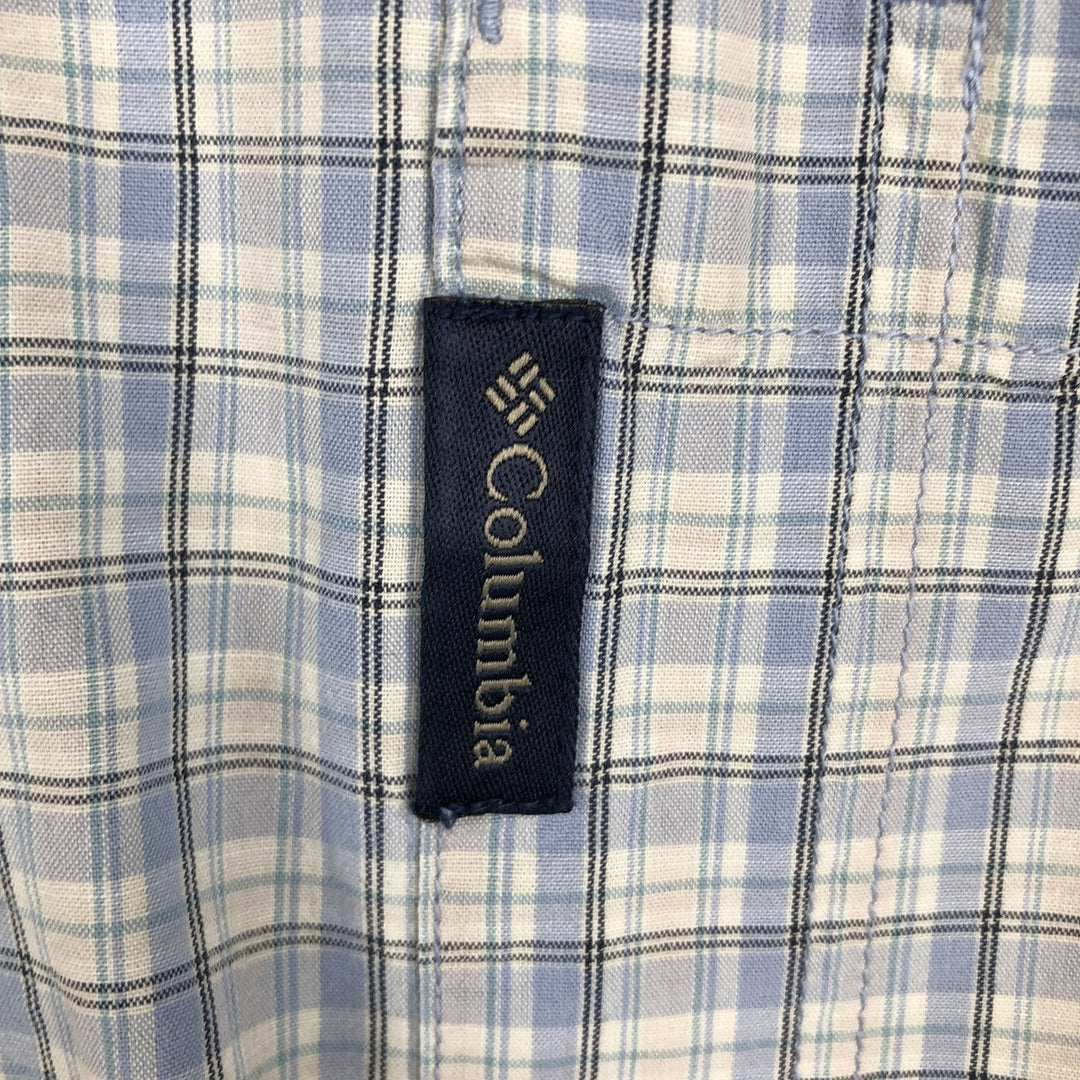 2000'S Columbia Short Sleeve Check Shirt, Men's Size XL cotton Blue type light blue Vintage Second Hand