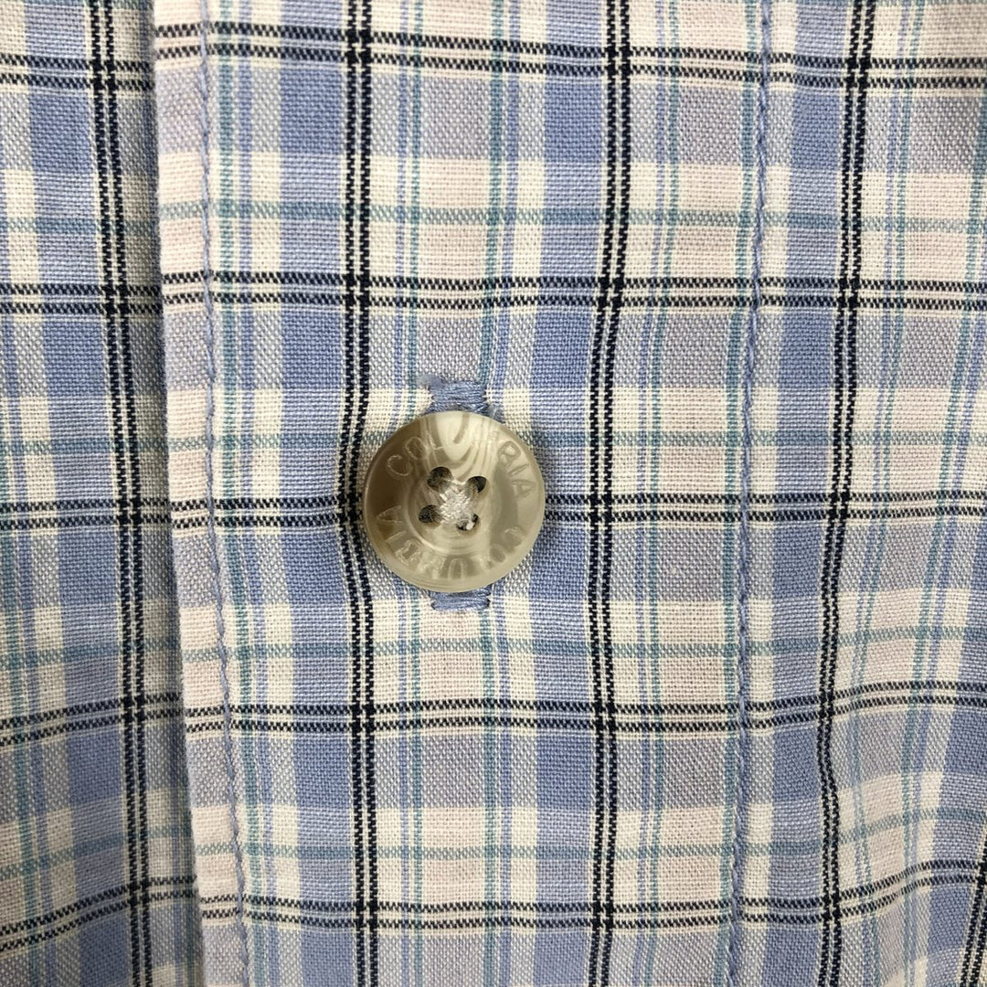 2000'S Columbia Short Sleeve Check Shirt, Men's Size XL cotton Blue type light blue Vintage Second Hand