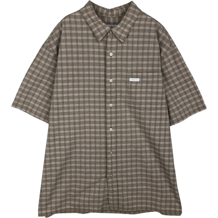 90s-00'S Calvin Klein Jeans Short-Sleeve Cotton Check Shirt, Boxy Shirt, Men's Size XL (Equivalent), Vintage cotton Beige type Vintage Second Hand