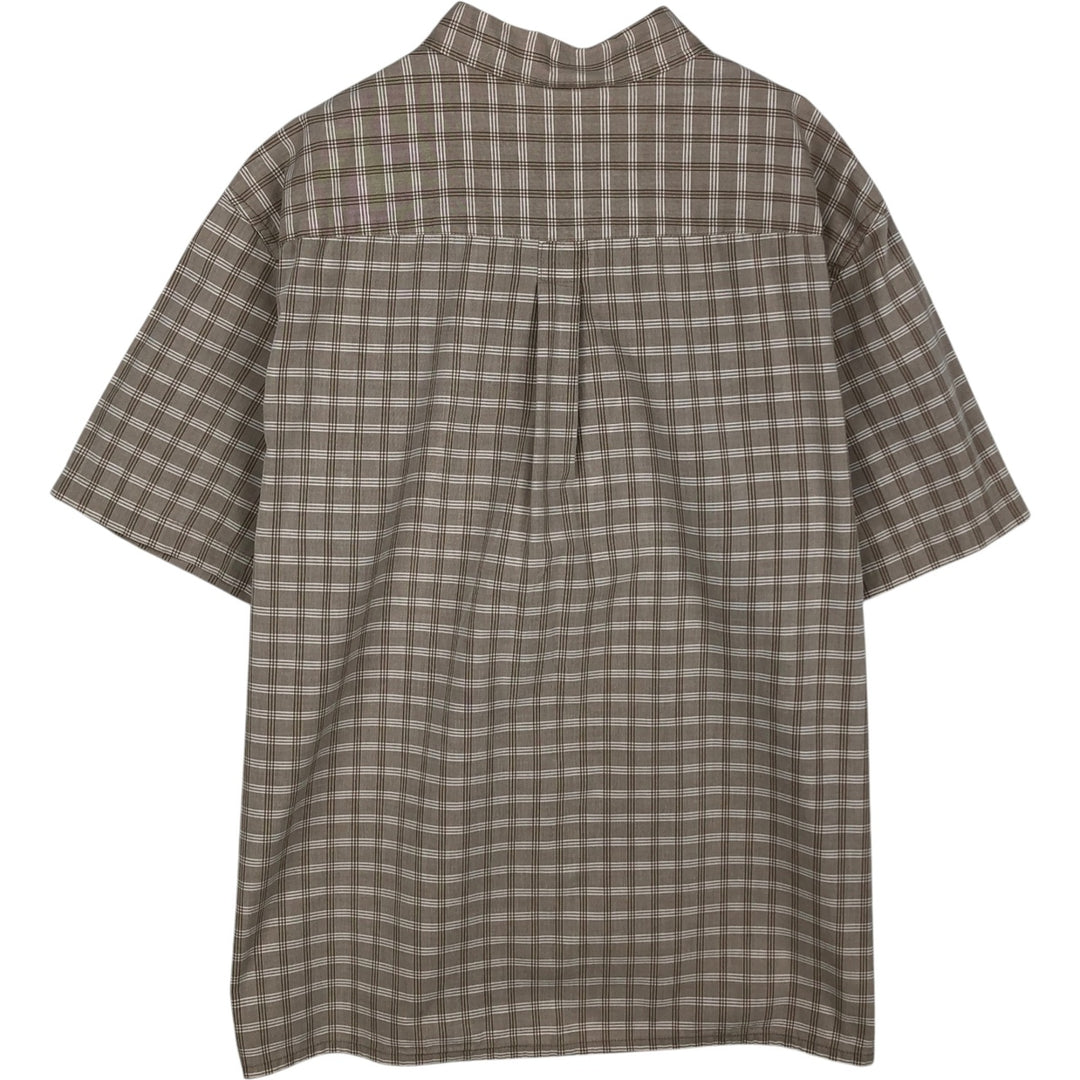90s-00'S Calvin Klein Jeans Short-Sleeve Cotton Check Shirt, Boxy Shirt, Men's Size XL (Equivalent), Vintage cotton Beige type Vintage Second Hand