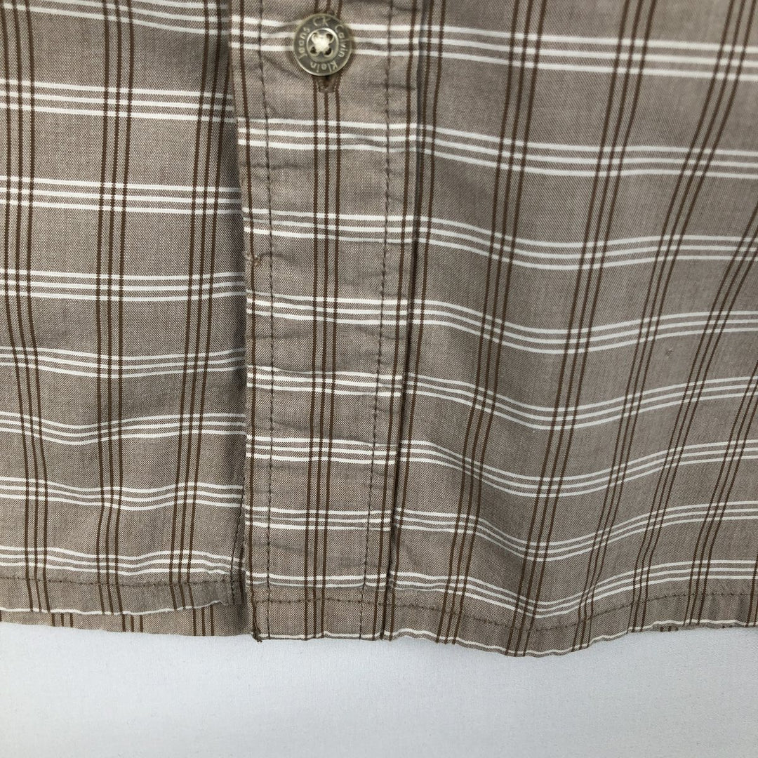 90s-00'S Calvin Klein Jeans Short-Sleeve Cotton Check Shirt, Boxy Shirt, Men's Size XL (Equivalent), Vintage cotton Beige type Vintage Second Hand