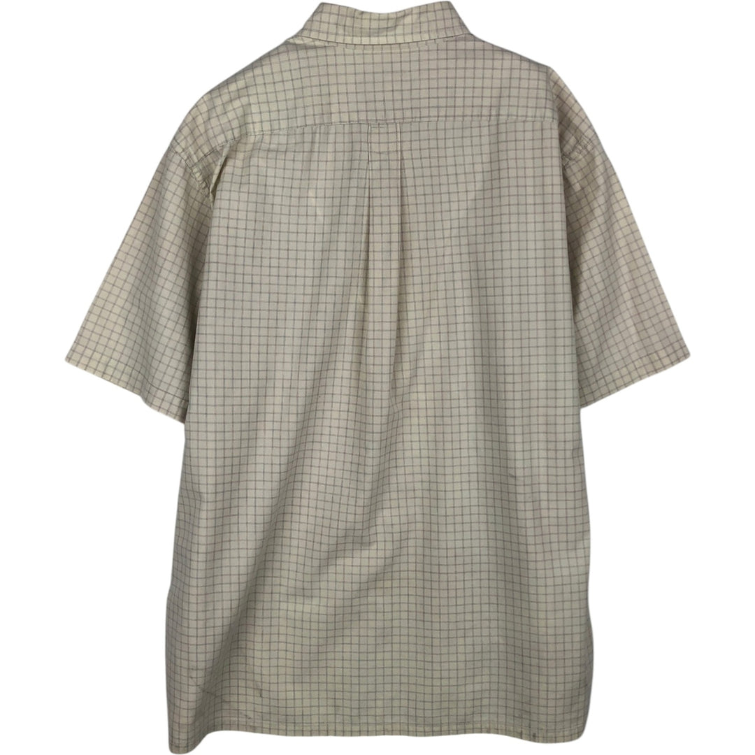 90s-00'S Calvin Klein Jeans Short-Sleeve Cotton Check Shirt, Boxy Shirt, Size L (Men's L equivalent), Vintage cotton ivory Vintage Second Hand