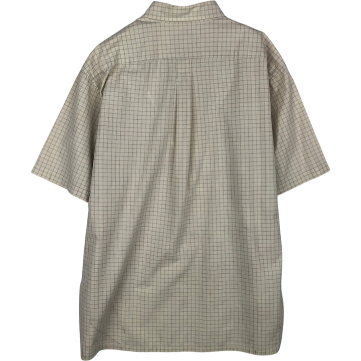 90s-00'S Calvin Klein Jeans Short-Sleeve Cotton Check Shirt, Boxy Shirt, Size L (Men's L equivalent), Vintage cotton ivory Vintage Second Hand