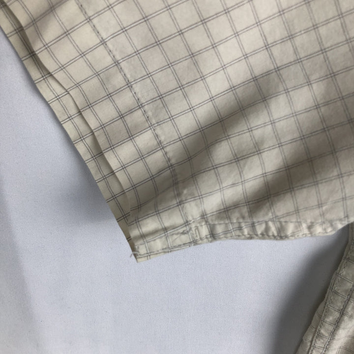 90s-00'S Calvin Klein Jeans Short-Sleeve Cotton Check Shirt, Boxy Shirt, Size L (Men's L equivalent), Vintage cotton ivory Vintage Second Hand