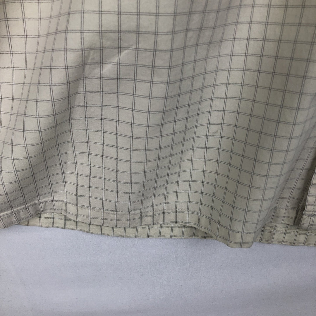 90s-00'S Calvin Klein Jeans Short-Sleeve Cotton Check Shirt, Boxy Shirt, Size L (Men's L equivalent), Vintage cotton ivory Vintage Second Hand