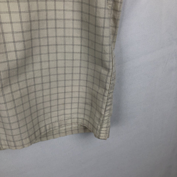 90s-00'S Calvin Klein Jeans Short-Sleeve Cotton Check Shirt, Boxy Shirt, Size L (Men's L equivalent), Vintage cotton ivory Vintage Second Hand
