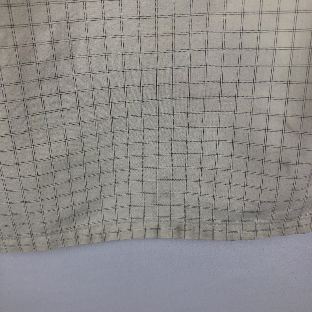90s-00'S Calvin Klein Jeans Short-Sleeve Cotton Check Shirt, Boxy Shirt, Size L (Men's L equivalent), Vintage cotton ivory Vintage Second Hand