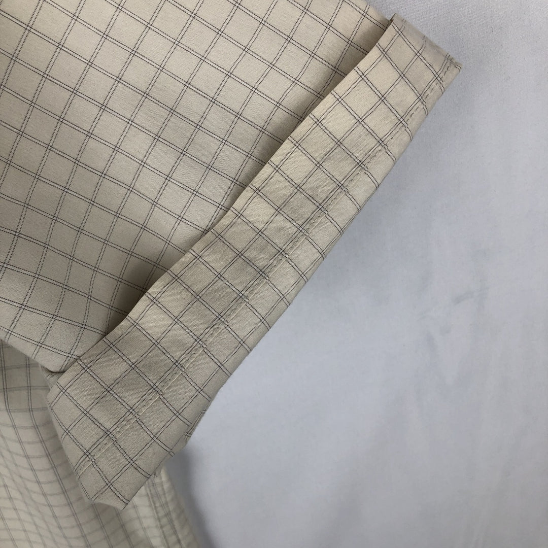 90s-00'S Calvin Klein Jeans Short-Sleeve Cotton Check Shirt, Boxy Shirt, Size L (Men's L equivalent), Vintage cotton ivory Vintage Second Hand