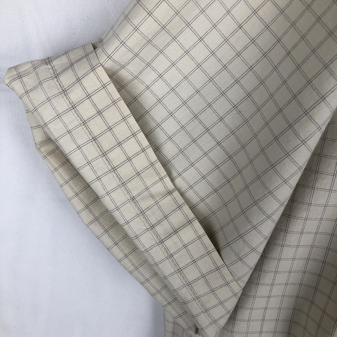 90s-00'S Calvin Klein Jeans Short-Sleeve Cotton Check Shirt, Boxy Shirt, Size L (Men's L equivalent), Vintage cotton ivory Vintage Second Hand
