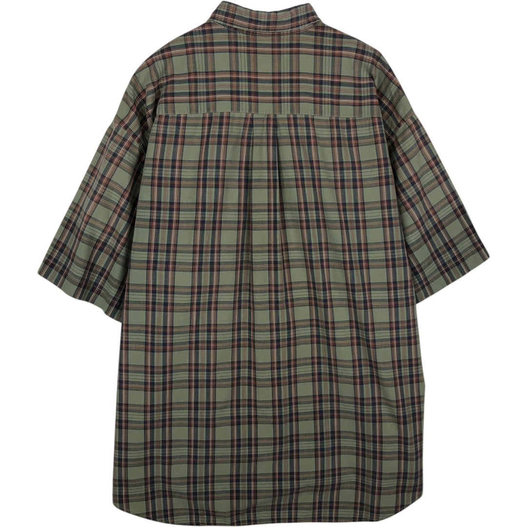 Dockers short sleeve button down check shirt, men's XL size cotton Khaki type Vintage Second Hand