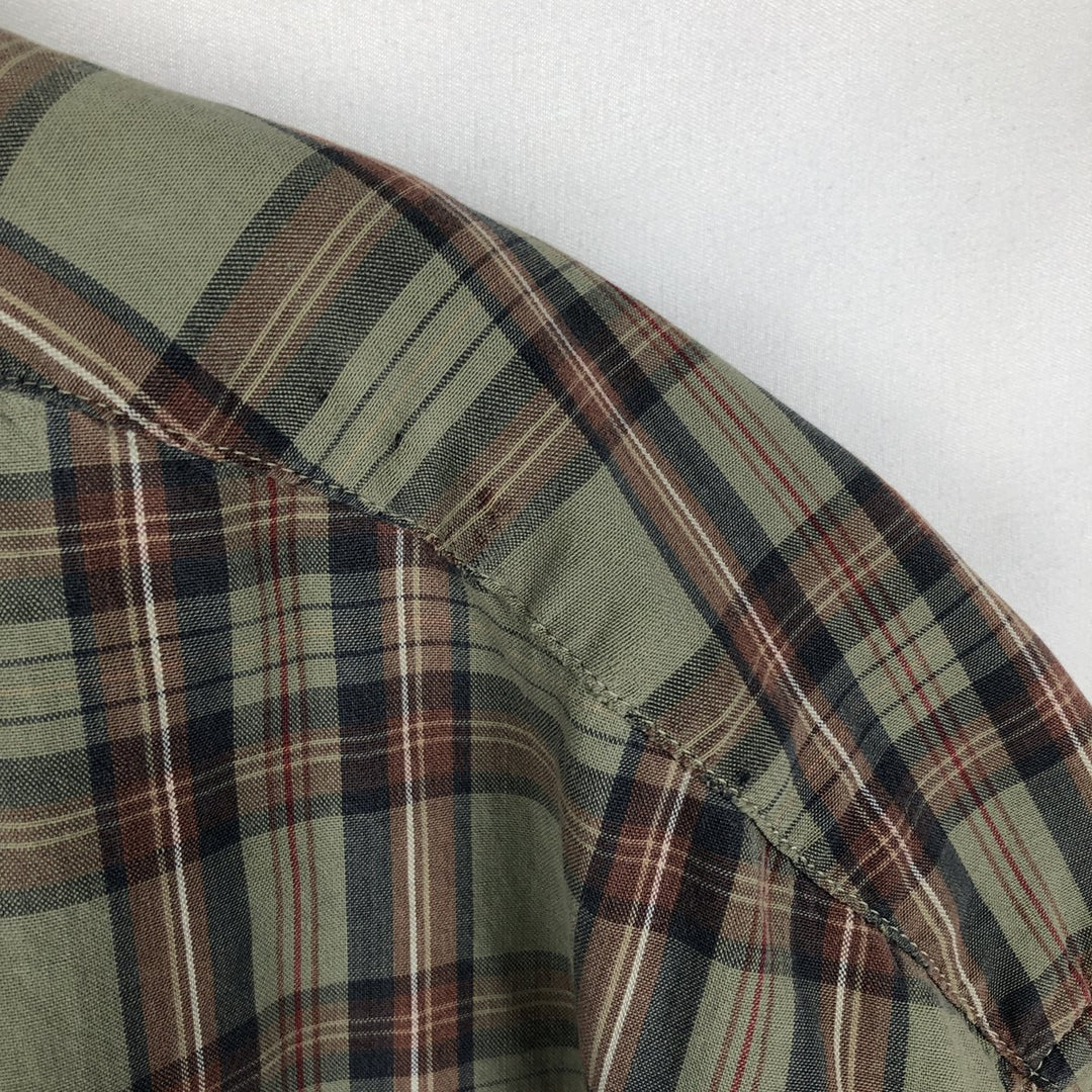 Dockers short sleeve button down check shirt, men's XL size cotton Khaki type Vintage Second Hand