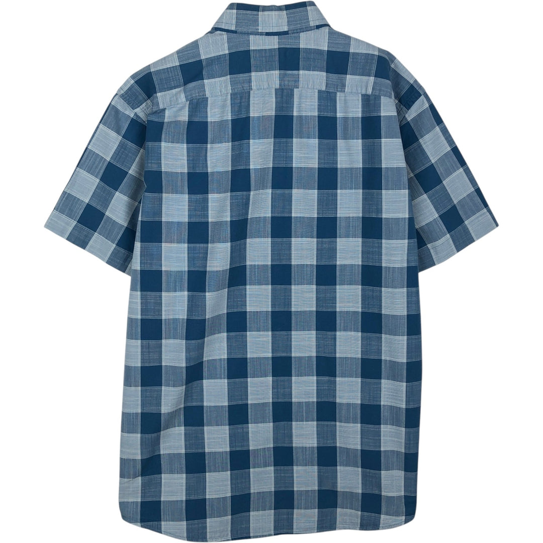 Banana Republic Standard Fit Short-Sleeve Button-Down Check Shirt, Men's Size L (approx.) cotton Blue type light blue Vintage Second Hand