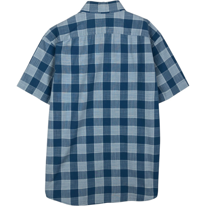 Banana Republic Standard Fit Short-Sleeve Button-Down Check Shirt, Men's Size L (approx.) cotton Blue type light blue Vintage Second Hand