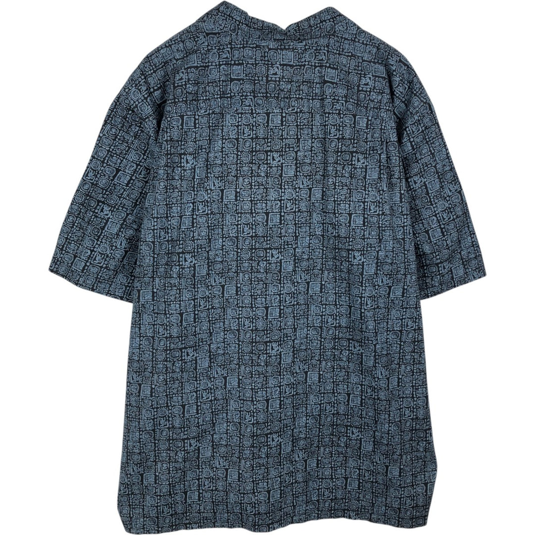90s-00'S LL Bean Traditional Fit All-Over Print Short Sleeve Open Collar Cotton Box Shirt, Men's XL cotton navy blue type Vintage Second Hand