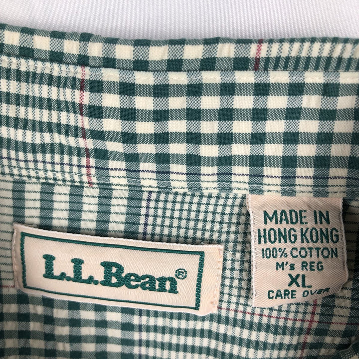 Vintage 70s-80'S L.L.Bean seersucker short-sleeved button-down check shirt, men's size XL equivalent. cotton green type Vintage Second Hand