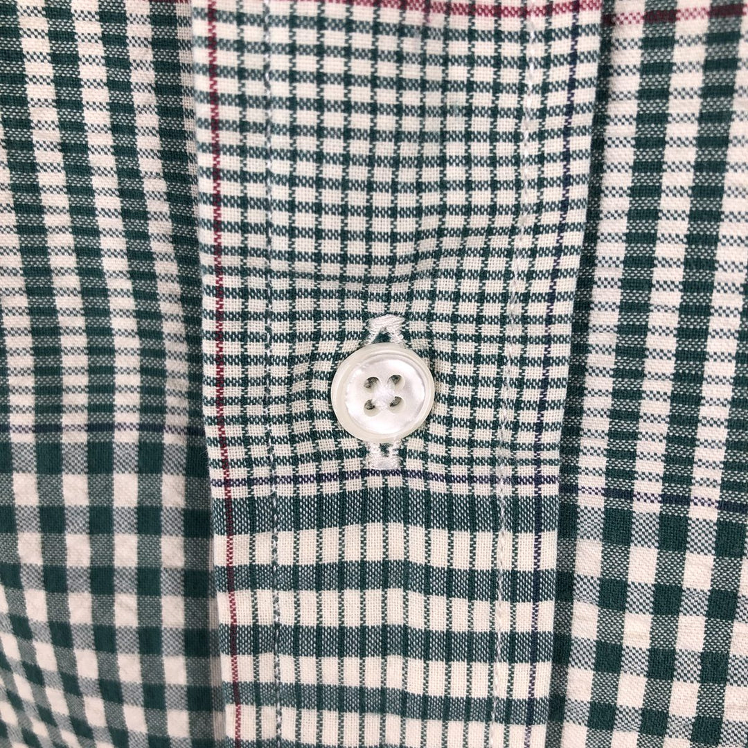 Vintage 70s-80'S L.L.Bean seersucker short-sleeved button-down check shirt, men's size XL equivalent. cotton green type Vintage Second Hand