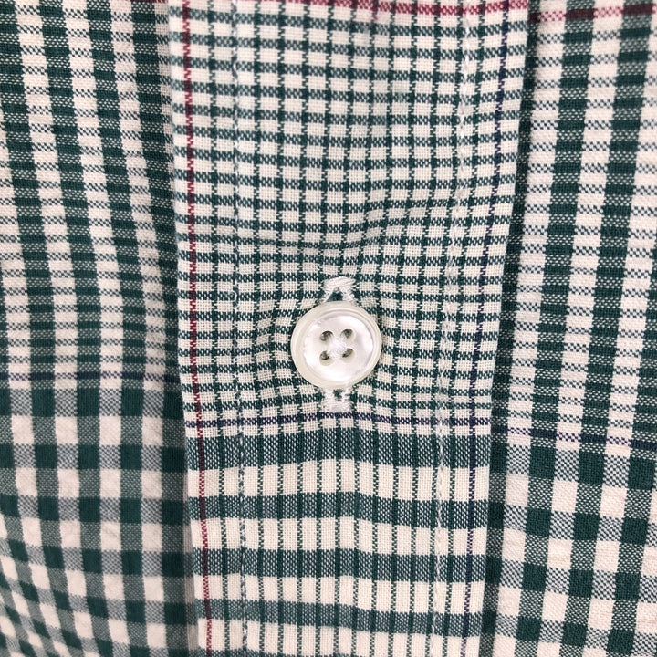 Vintage 70s-80'S L.L.Bean seersucker short-sleeved button-down check shirt, men's size XL equivalent. cotton green type Vintage Second Hand