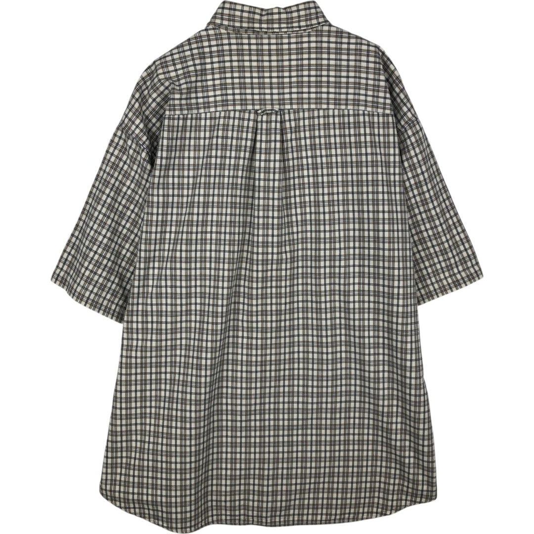Eddie Bauer short sleeve button down check shirt, men's XL size cotton white type Vintage Second Hand