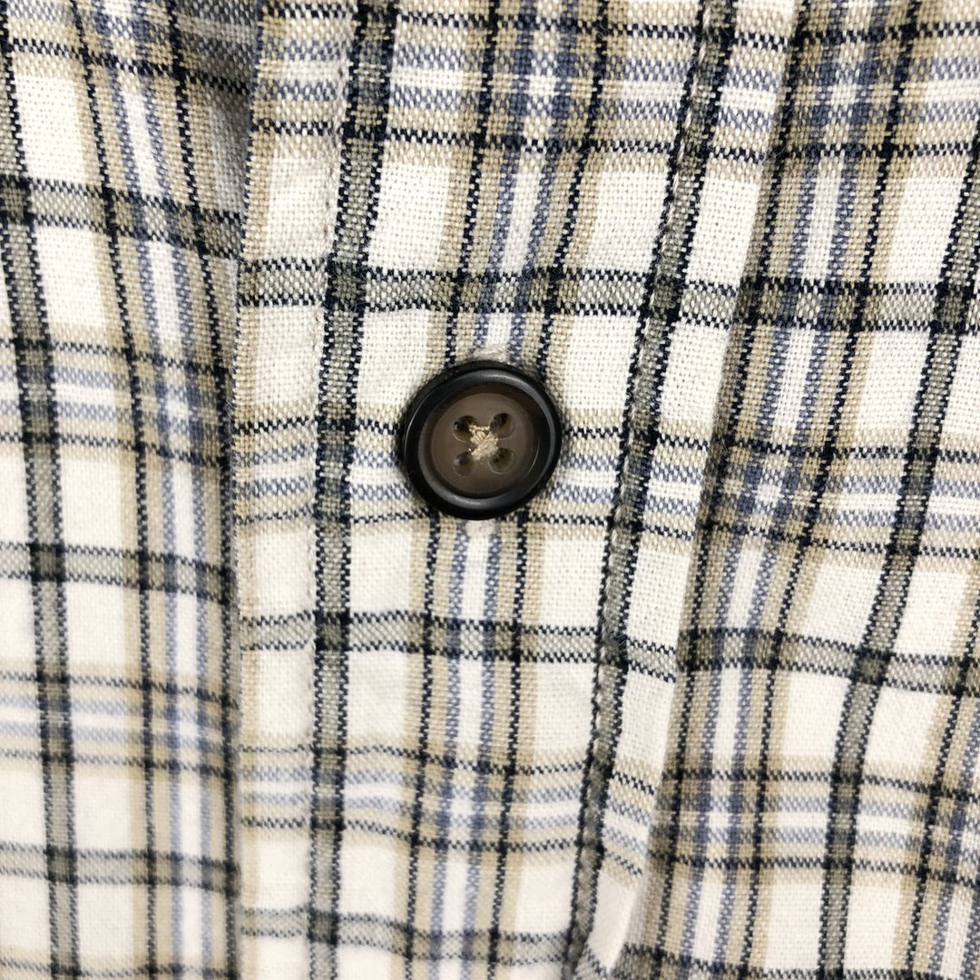 Eddie Bauer short sleeve button down check shirt, men's XL size cotton white type Vintage Second Hand