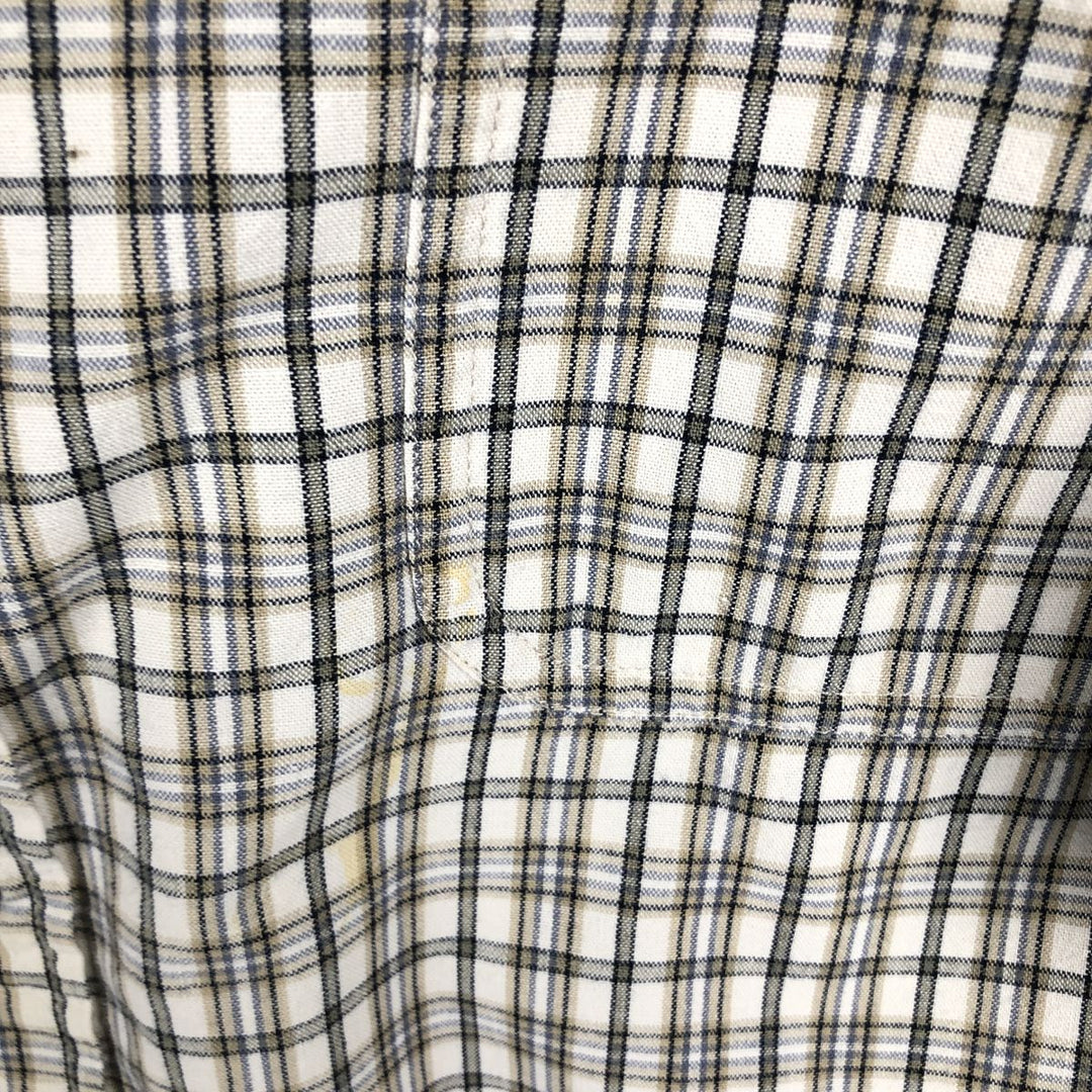 Eddie Bauer short sleeve button down check shirt, men's XL size cotton white type Vintage Second Hand