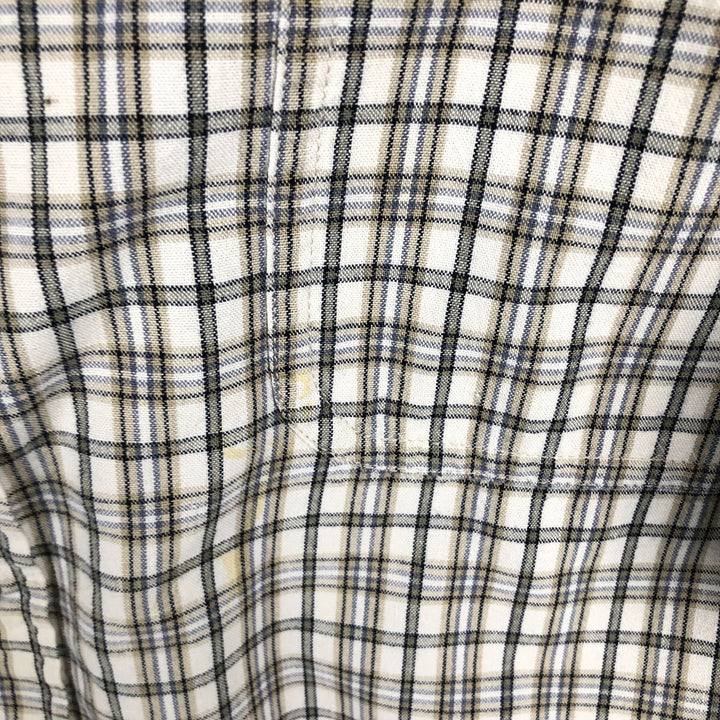 Eddie Bauer short sleeve button down check shirt, men's XL size cotton white type Vintage Second Hand