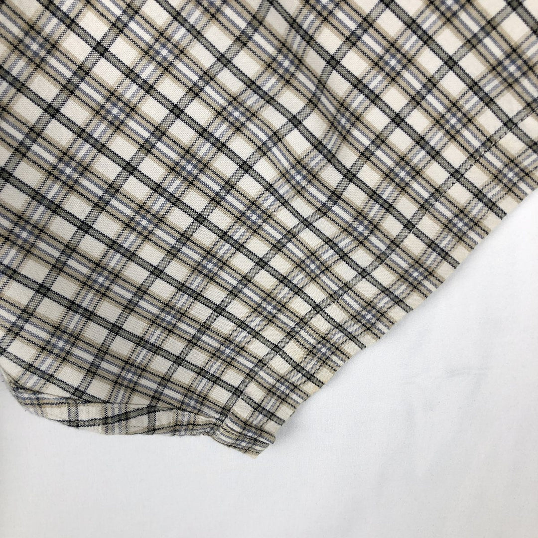 Eddie Bauer short sleeve button down check shirt, men's XL size cotton white type Vintage Second Hand