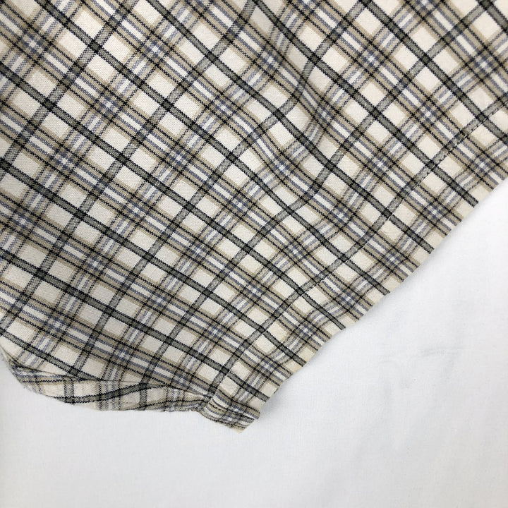Eddie Bauer short sleeve button down check shirt, men's XL size cotton white type Vintage Second Hand