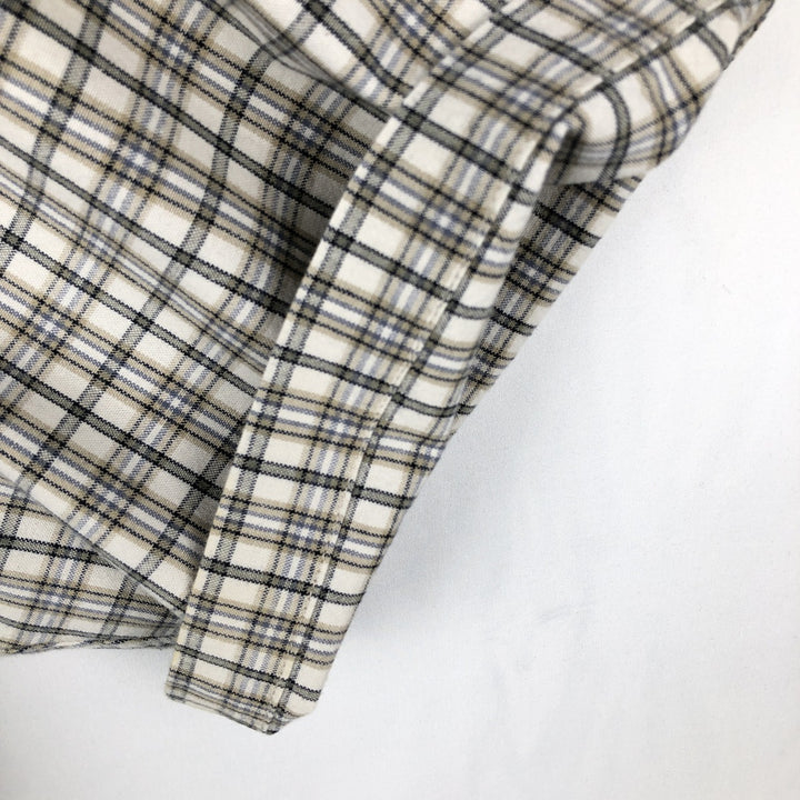 Eddie Bauer short sleeve button down check shirt, men's XL size cotton white type Vintage Second Hand
