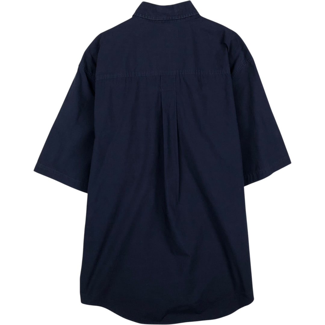 90s-00'S Timberland Button-Down Short-Sleeve Cotton Shirt, Men's Size L (Equivalent), Vintage cotton navy blue type Vintage Second Hand