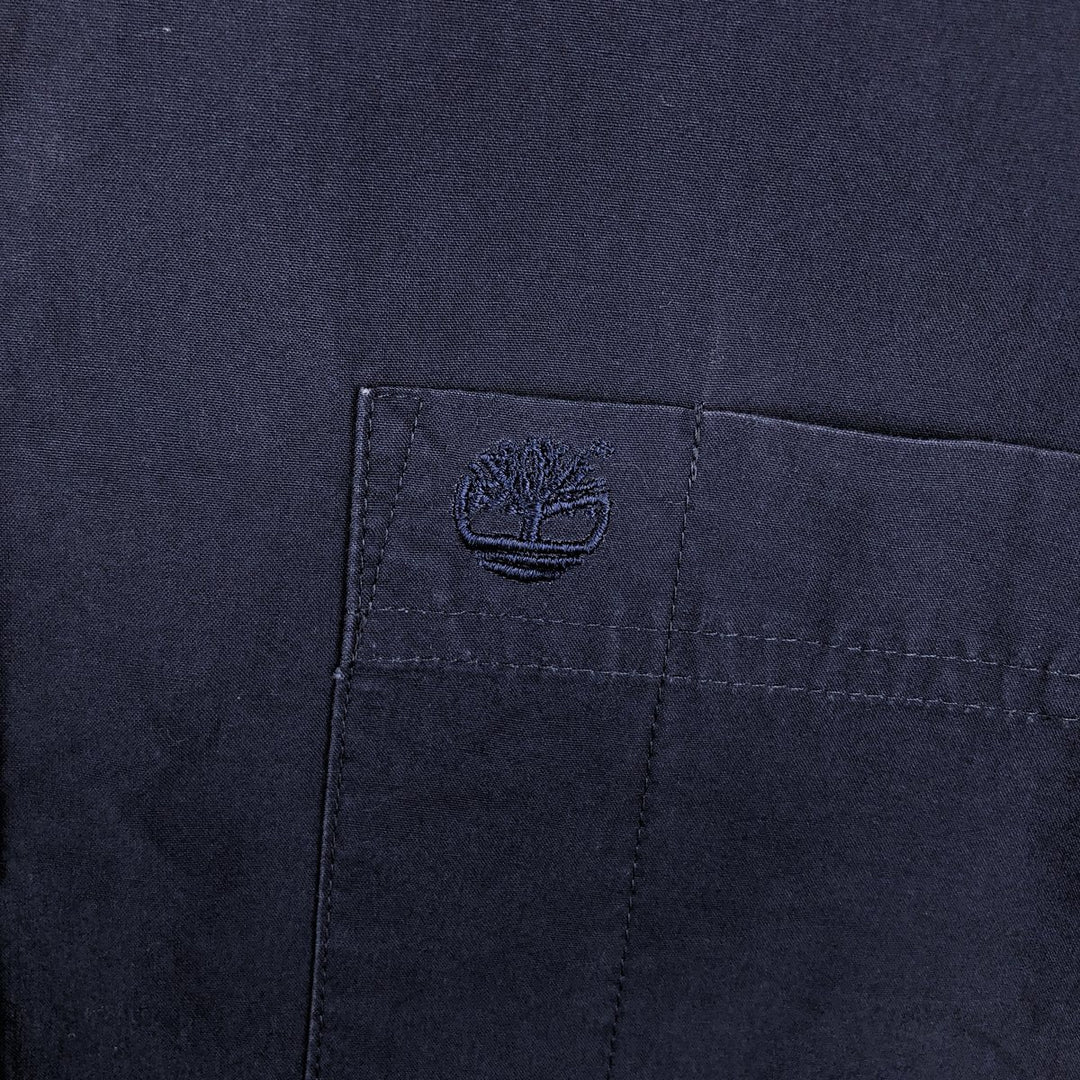 90s-00'S Timberland Button-Down Short-Sleeve Cotton Shirt, Men's Size L (Equivalent), Vintage cotton navy blue type Vintage Second Hand