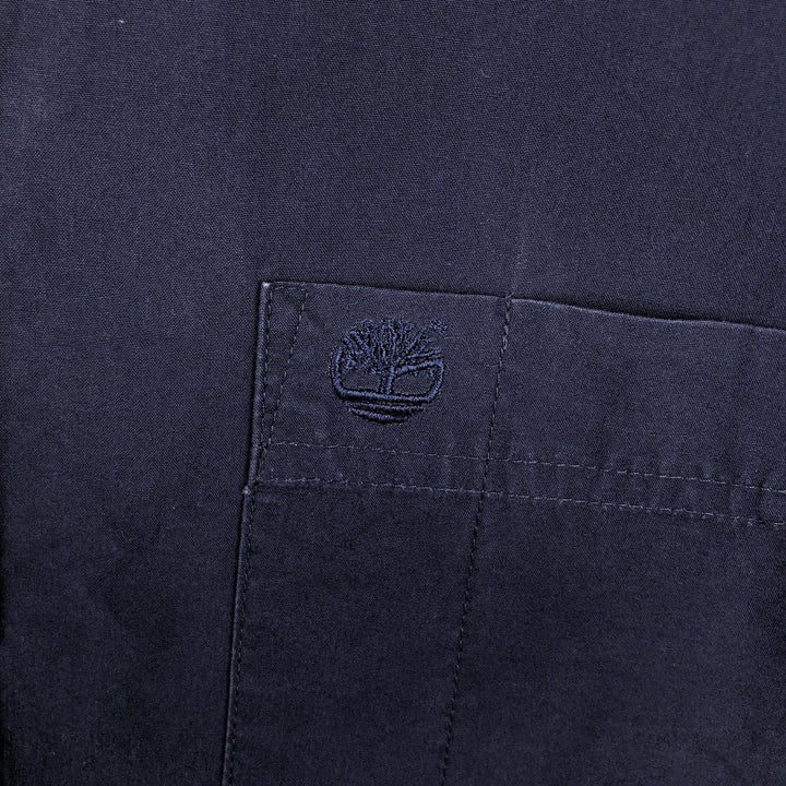 90s-00'S Timberland Button-Down Short-Sleeve Cotton Shirt, Men's Size L (Equivalent), Vintage cotton navy blue type Vintage Second Hand