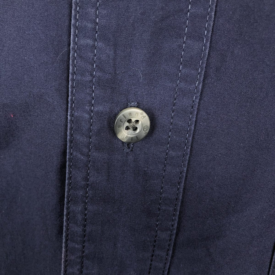 90s-00'S Timberland Button-Down Short-Sleeve Cotton Shirt, Men's Size L (Equivalent), Vintage cotton navy blue type Vintage Second Hand