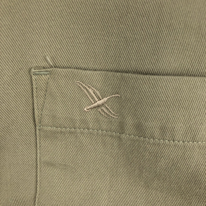 Eddie Bauer button-down short-sleeved cotton shirt, men's size XL (approx.) cotton Khaki type sage green Vintage Second Hand