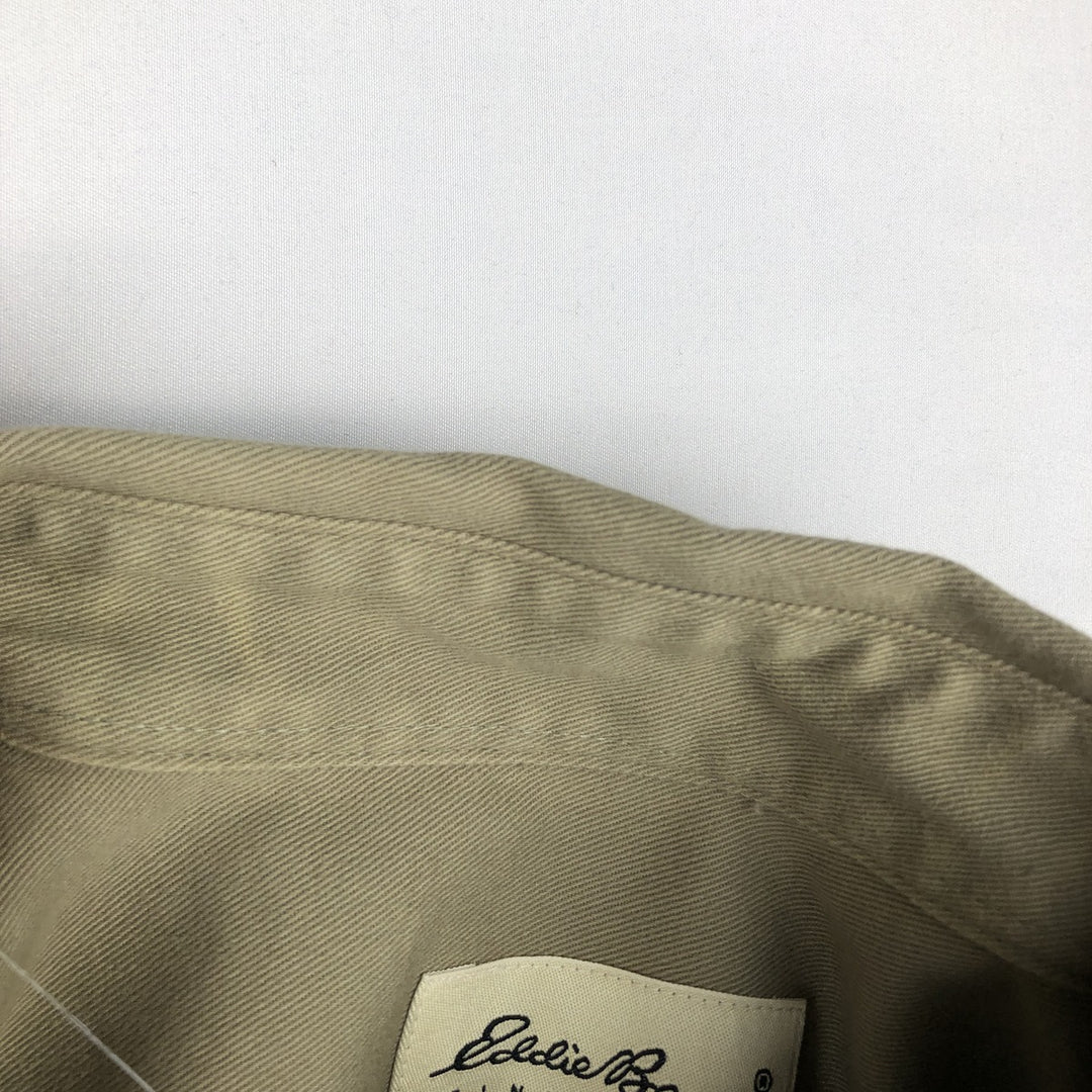 Eddie Bauer button-down short-sleeved cotton shirt, men's size XL (approx.) cotton Khaki type sage green Vintage Second Hand