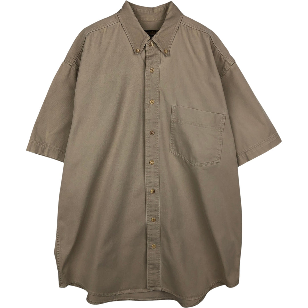 80s-90'S Eddie Bauer Black Tag Button-Down Short-Sleeve Cotton Shirt, Men's Size L (Equivalent), Vintage unclear Beige type Vintage Second Hand