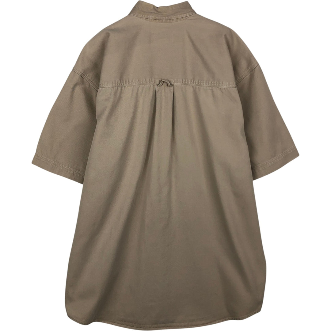 80s-90'S Eddie Bauer Black Tag Button-Down Short-Sleeve Cotton Shirt, Men's Size L (Equivalent), Vintage unclear Beige type Vintage Second Hand