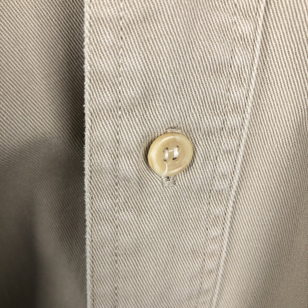 80s-90'S Eddie Bauer Black Tag Button-Down Short-Sleeve Cotton Shirt, Men's Size L (Equivalent), Vintage unclear Beige type Vintage Second Hand