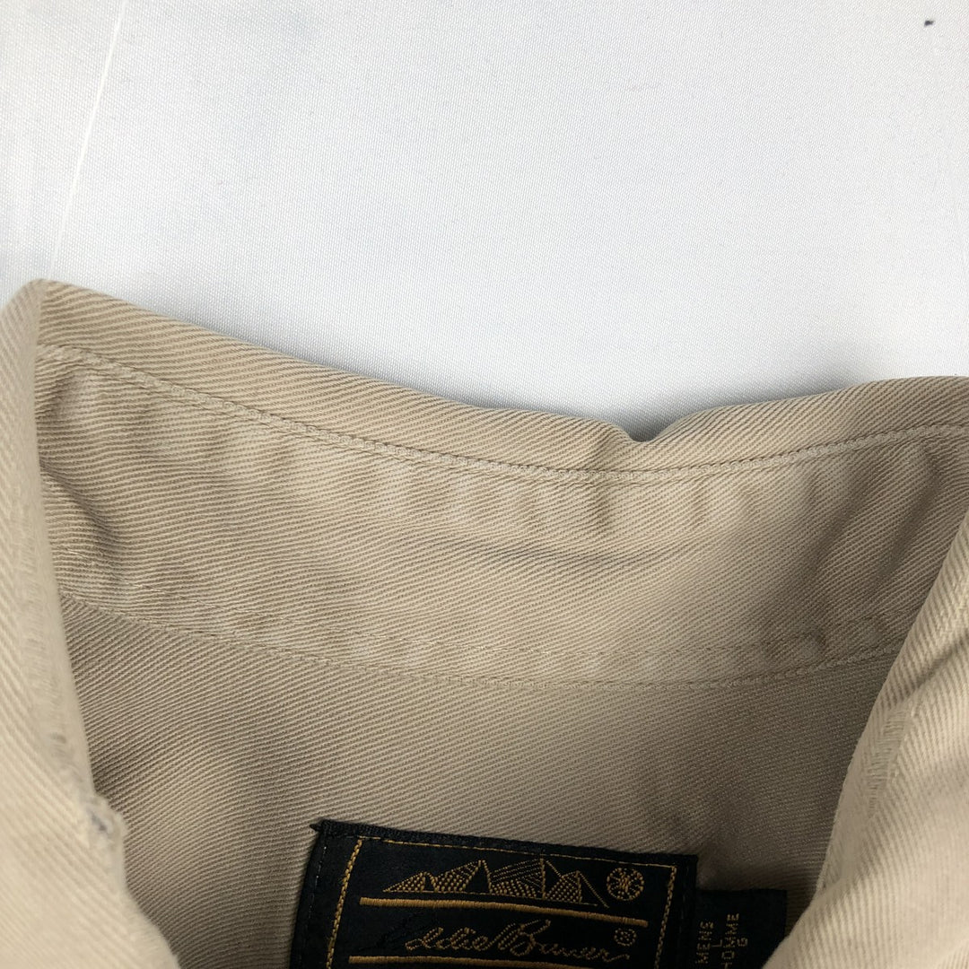 80s-90'S Eddie Bauer Black Tag Button-Down Short-Sleeve Cotton Shirt, Men's Size L (Equivalent), Vintage unclear Beige type Vintage Second Hand