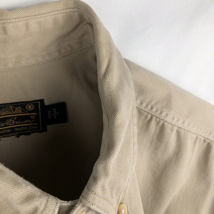 80s-90'S Eddie Bauer Black Tag Button-Down Short-Sleeve Cotton Shirt, Men's Size L (Equivalent), Vintage unclear Beige type Vintage Second Hand