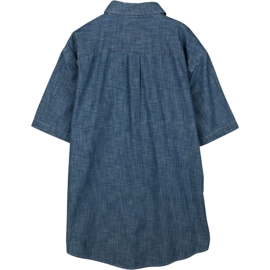 90s-00'S L.L.Bean Traditional Fit Button-Down Short-Sleeve Chambray Shirt, Men's Size M (approx.), Vintage cotton blue type Vintage Second Hand
