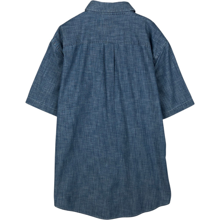 90s-00'S L.L.Bean Traditional Fit Button-Down Short-Sleeve Chambray Shirt, Men's Size M (approx.), Vintage cotton blue type Vintage Second Hand