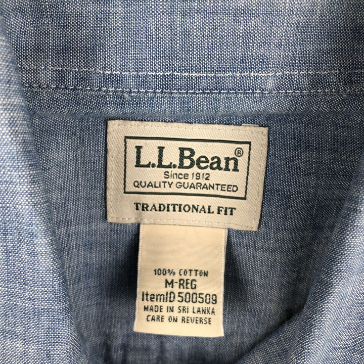 90s-00'S L.L.Bean Traditional Fit Button-Down Short-Sleeve Chambray Shirt, Men's Size M (approx.), Vintage cotton blue type Vintage Second Hand