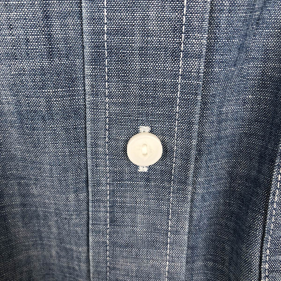 90s-00'S L.L.Bean Traditional Fit Button-Down Short-Sleeve Chambray Shirt, Men's Size M (approx.), Vintage cotton blue type Vintage Second Hand
