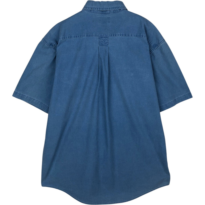 90s-00'S Vintage LLBean Traditional Fit Short Sleeve Cotton Shirt, Men's Size Medium cotton blue type Vintage Second Hand