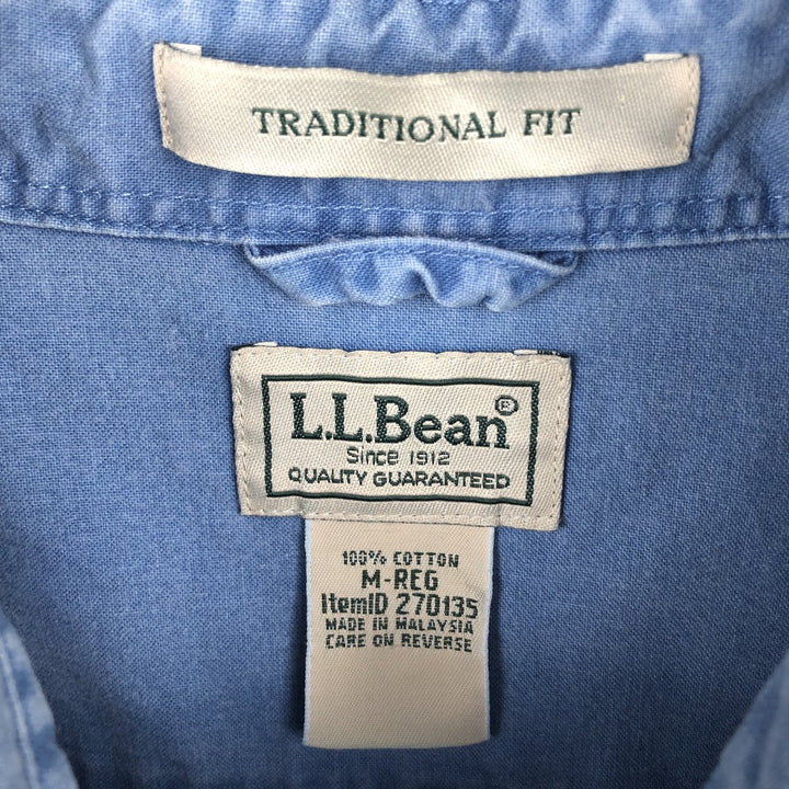 90s-00'S Vintage LLBean Traditional Fit Short Sleeve Cotton Shirt, Men's Size Medium cotton blue type Vintage Second Hand